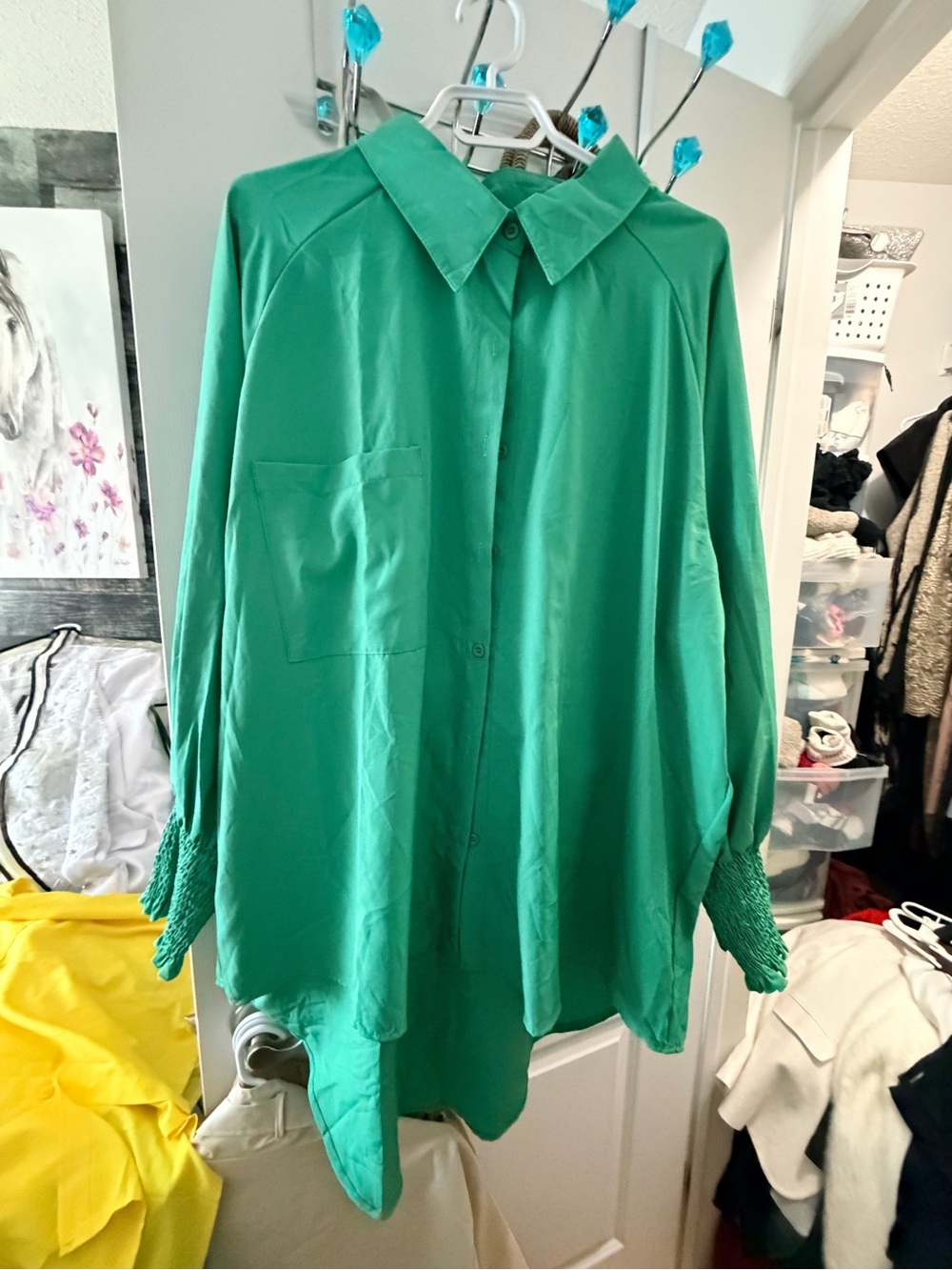Emerald Green Long-Sleeve Button-Up Shirt